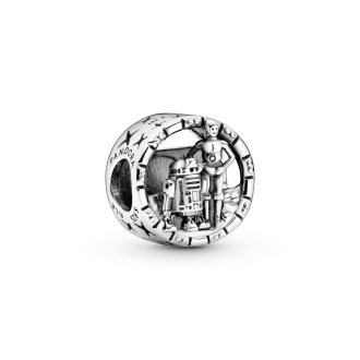 شعار حرب النجوم ، سحر الفضة الإسترليني R2D2 و C3PO - وزن - 2.8 غم ، فضي - 925