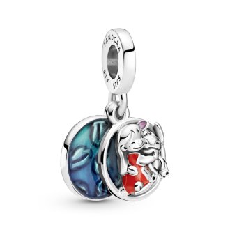 تتدلى من الفضة الإسترليني من Disney Lilo and Stitch مع مينا أحمر وأرجواني وأزرق شفاف - وزن - 3.6 غم ، فضي - 925