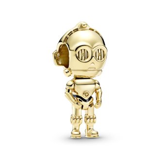 حرب النجوم C3PO سحر أصفر اللون مع مينا أسود - وزن - 3.7 غم